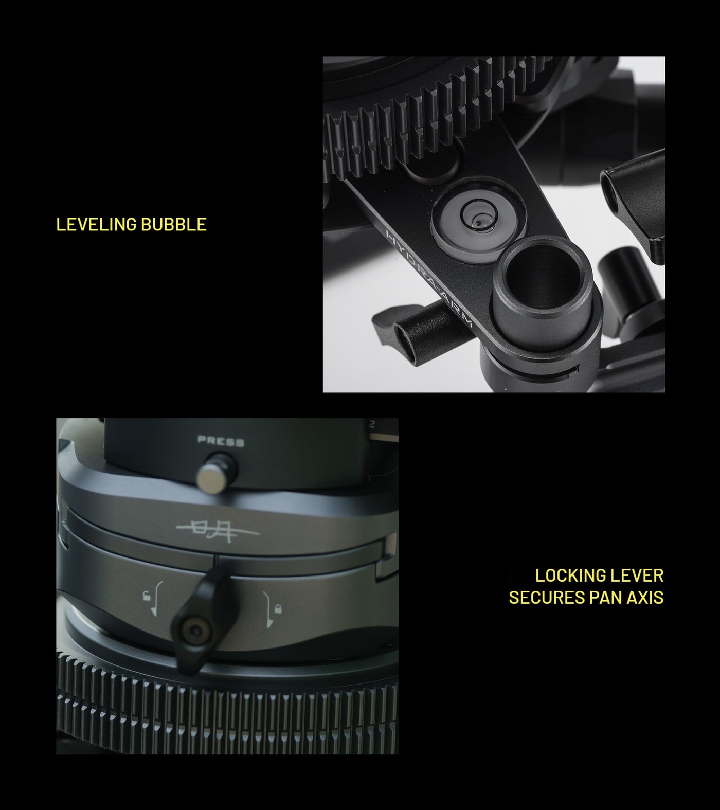 Leveling bubble and locking lever