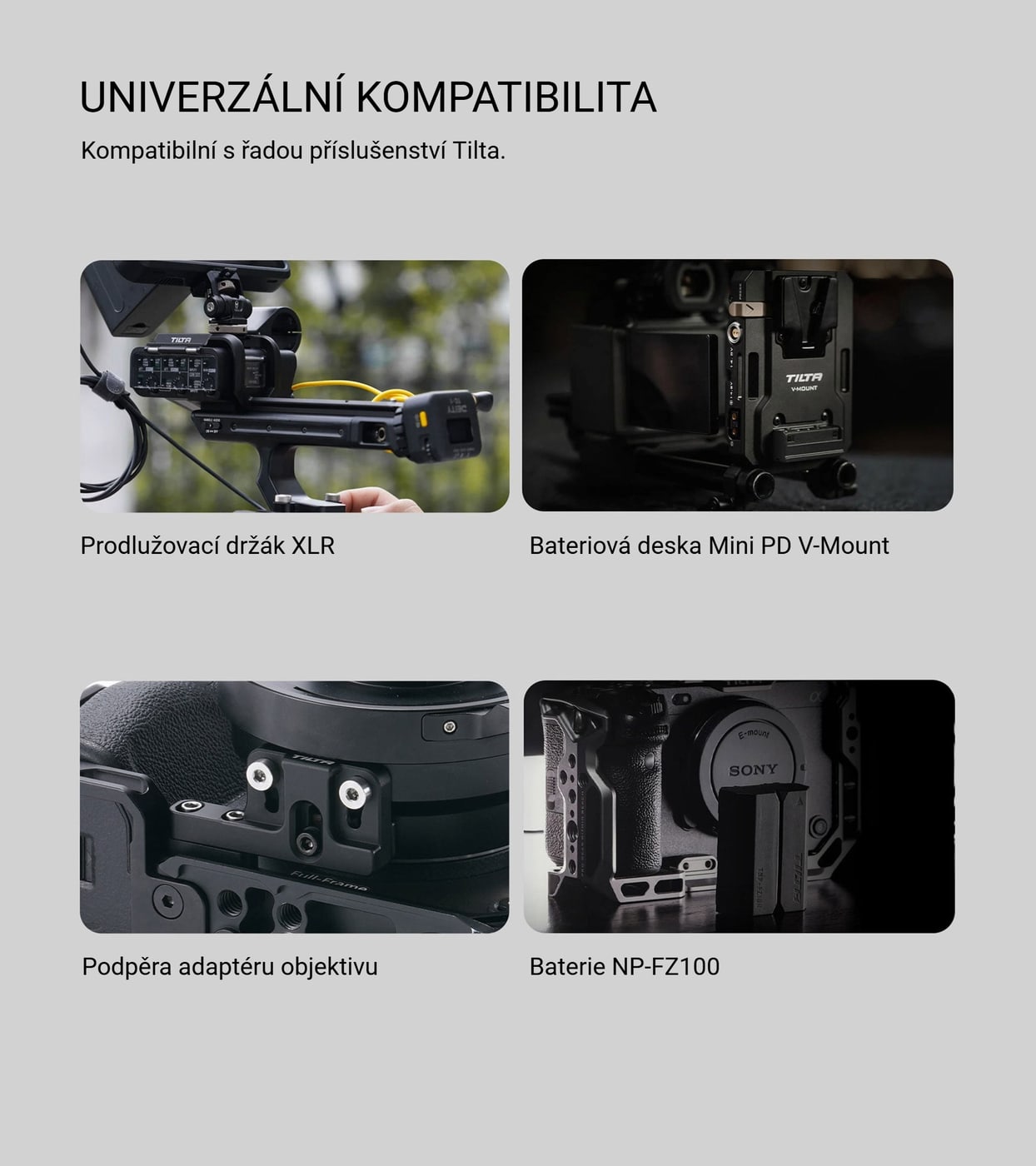 Kompatibilita s příslušenstvím Tilta