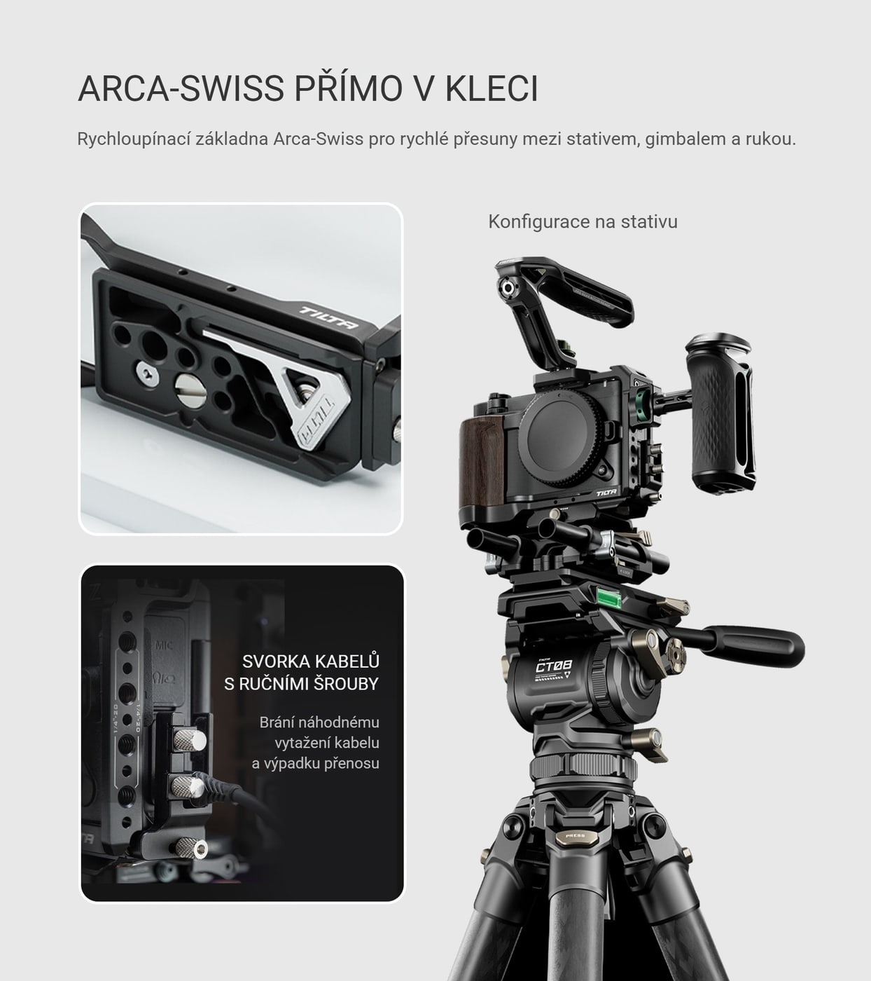 Arca-Swiss přímo v kleci a svorka kabelů