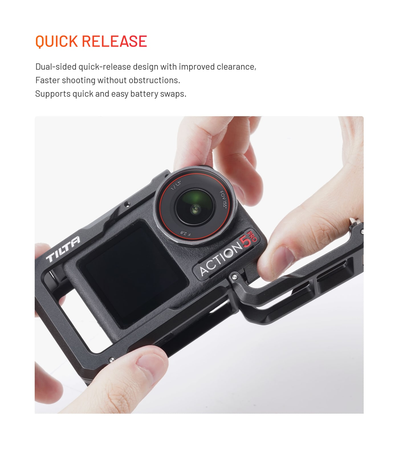 Fit it from one end, swap the battery at the other