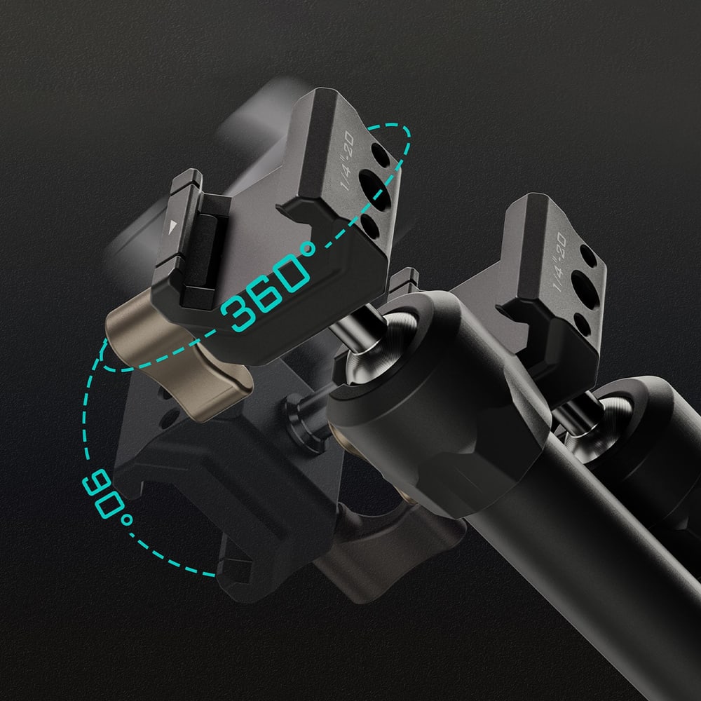 Zwei um 360° verstellbare Kugelgelenke