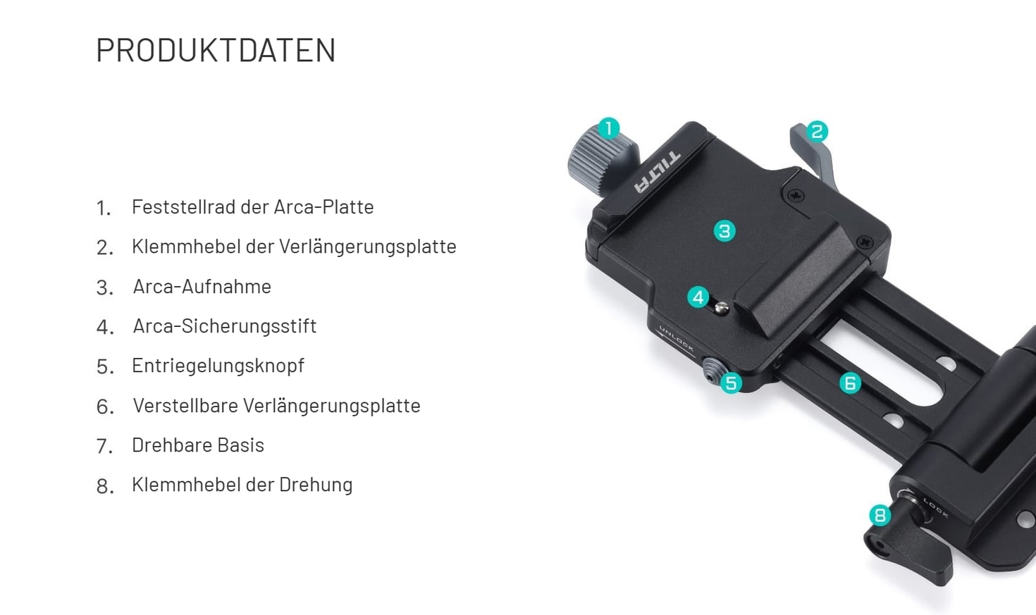 Acht Bedienelemente, zwei Klemmungen