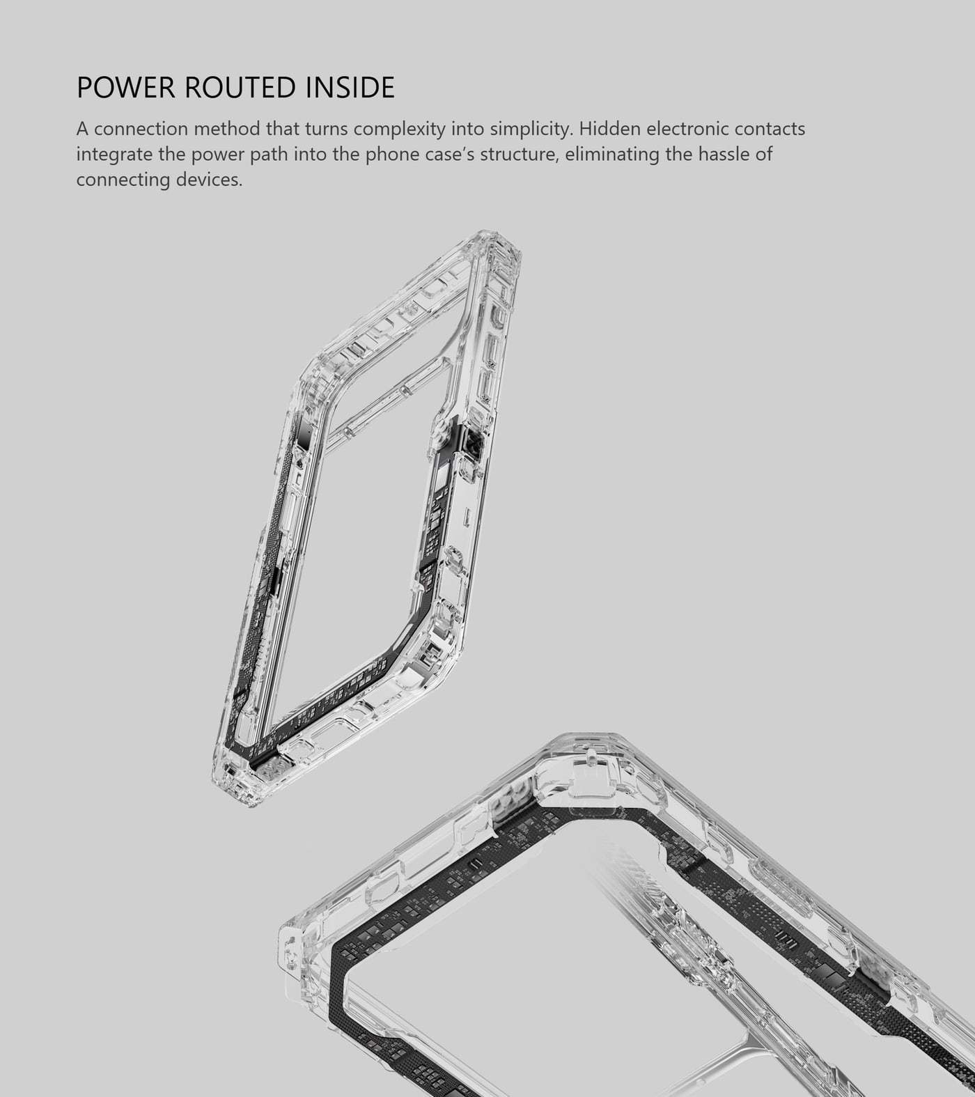 Power routed inside the case