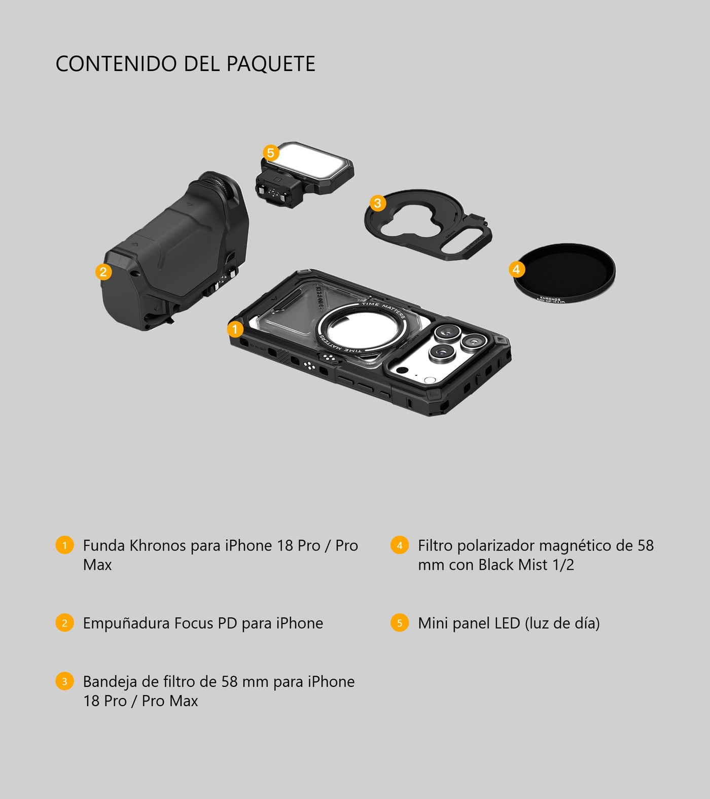 Cinco piezas en la caja