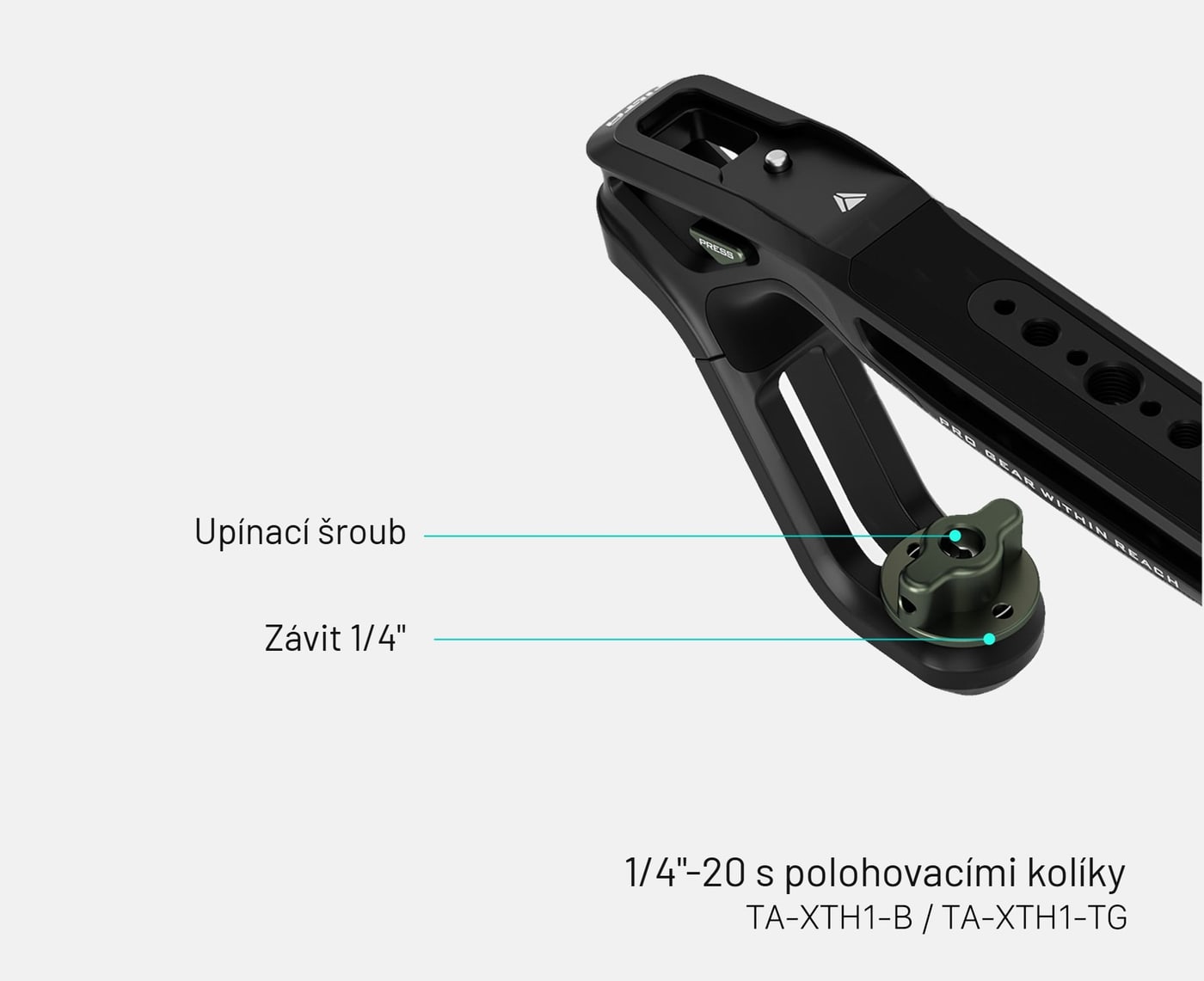 TA-XTH1-TG — 1/4"-20 s polohovacími kolíky