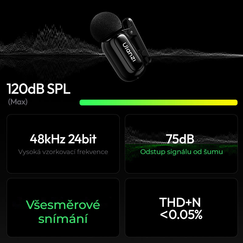 Ulanzi A200 Mini Mic černý a bílý – Parametry zvuku