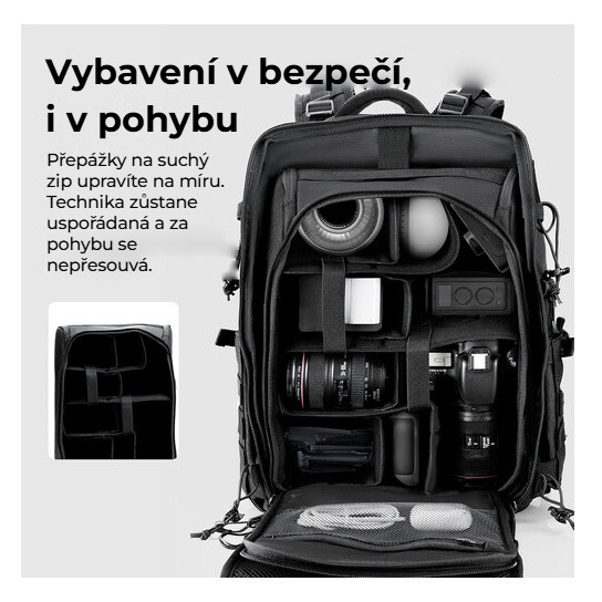 Ulanzi BC007 Tactical Camera Backpack 28L – Odnímatelná vložka s přepážkami