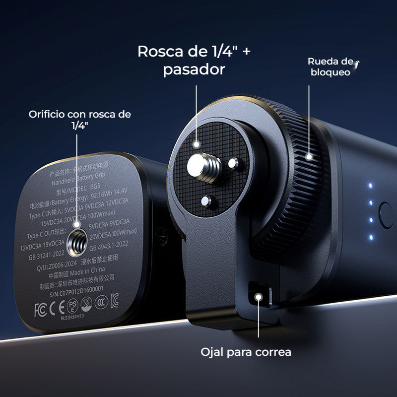 Ulanzi BG5 rukojeť s akumulátorem 92,16 Wh a výstupem 100 W