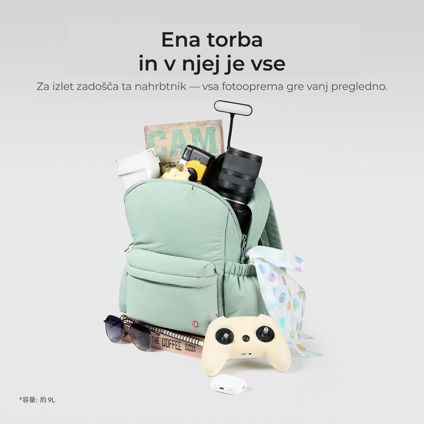 Ulanzi BP02 prošívaný fotobatoh 9 l, mátově zelený