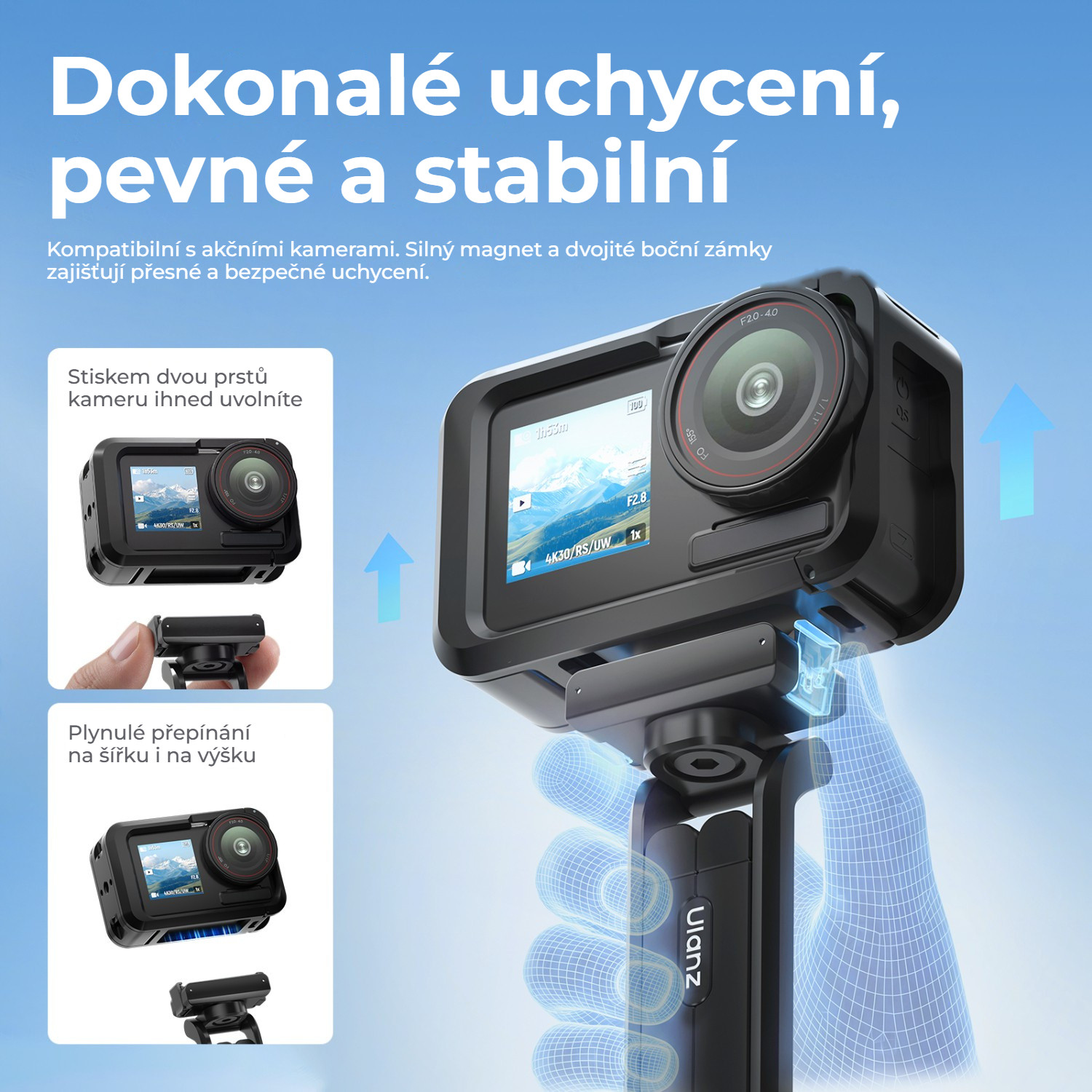 Ulanzi MA70 magnetický ministativ – Magnet a dvě boční pojistky