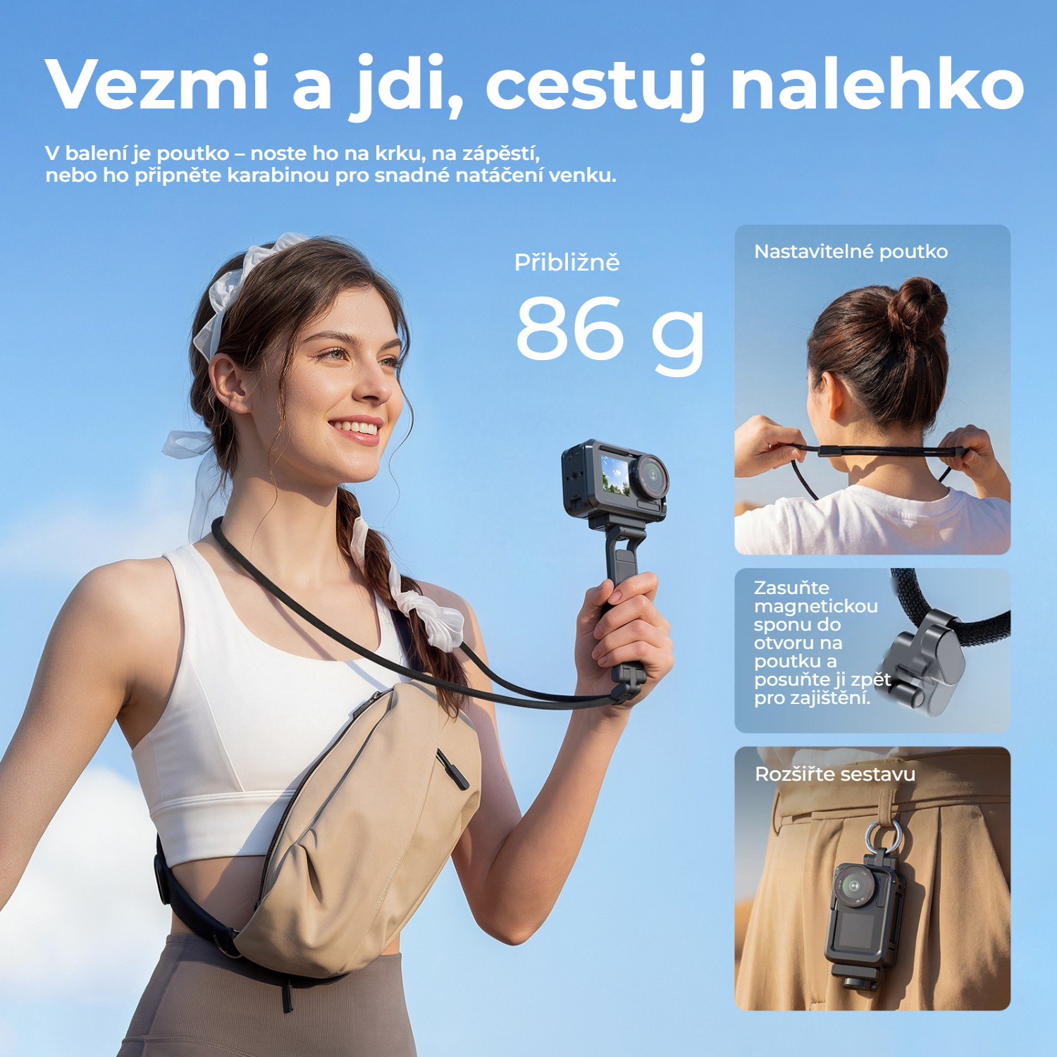 Ulanzi MA70 magnetický ministativ – Z ruky, s poutkem na krk
