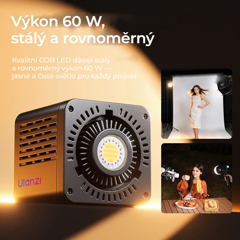 Ulanzi C60RGB COB LED světlo 60 W, RGB, s adaptérem EU