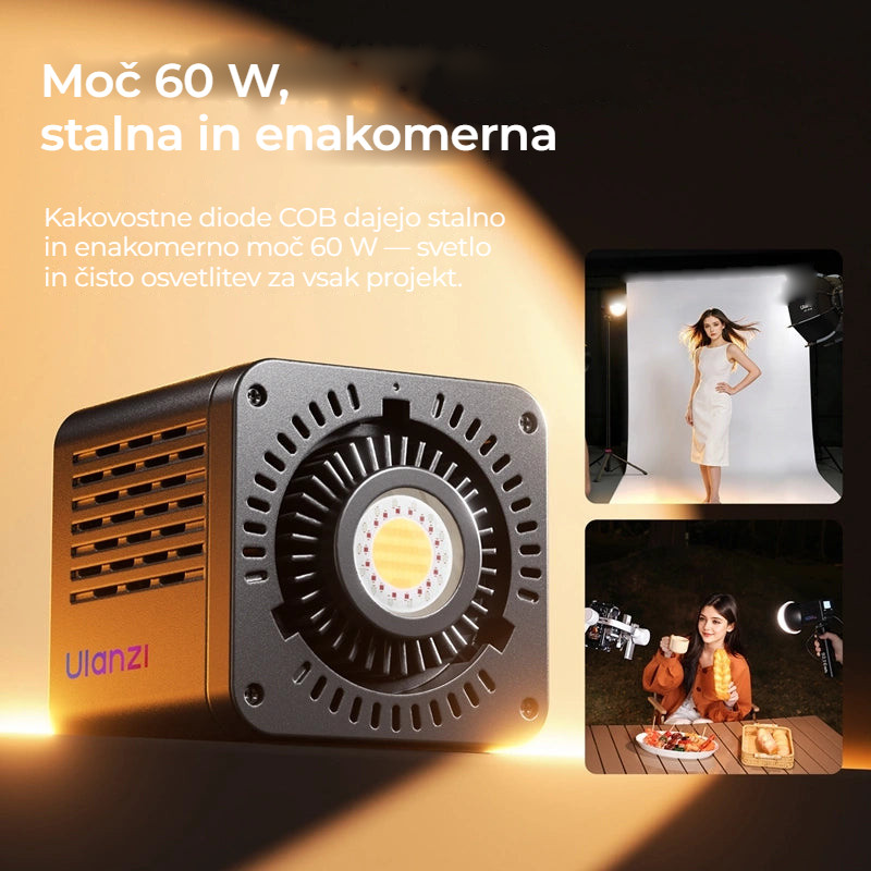 Ulanzi C60RGB COB LED luč 60 W, RGB, z napajalnikom EU