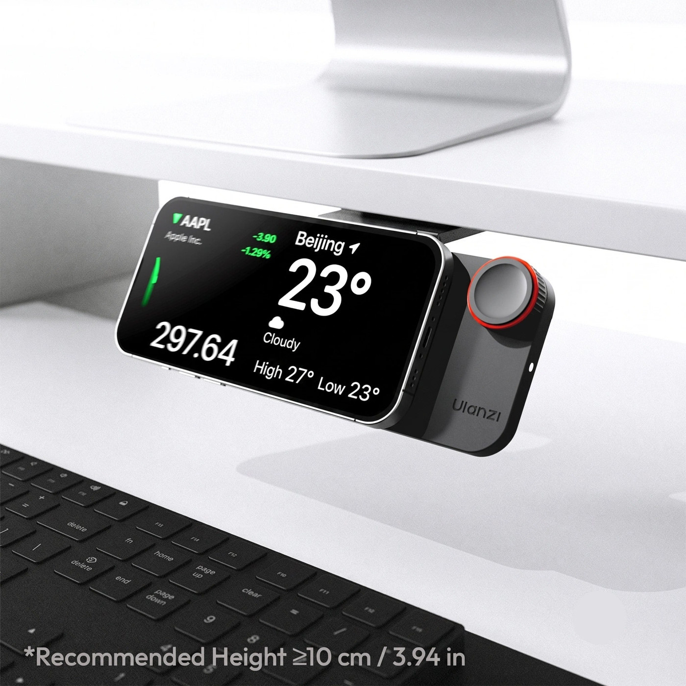 Ulanzi CW15 bezdrátová nabíječka Qi2 15 W pod monitor