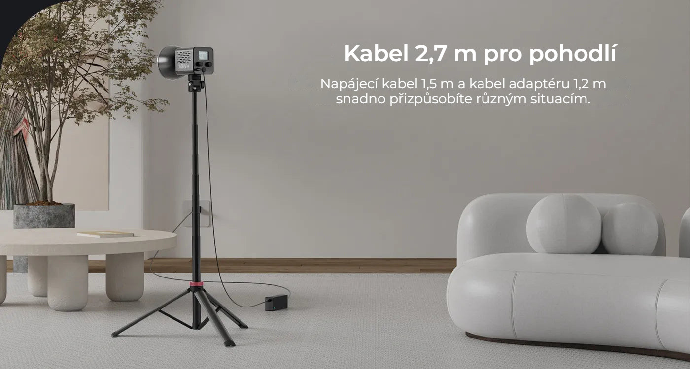 Ulanzi HT005 napájecí adaptér US plug – Kabel 2,7 m pro volné umístění