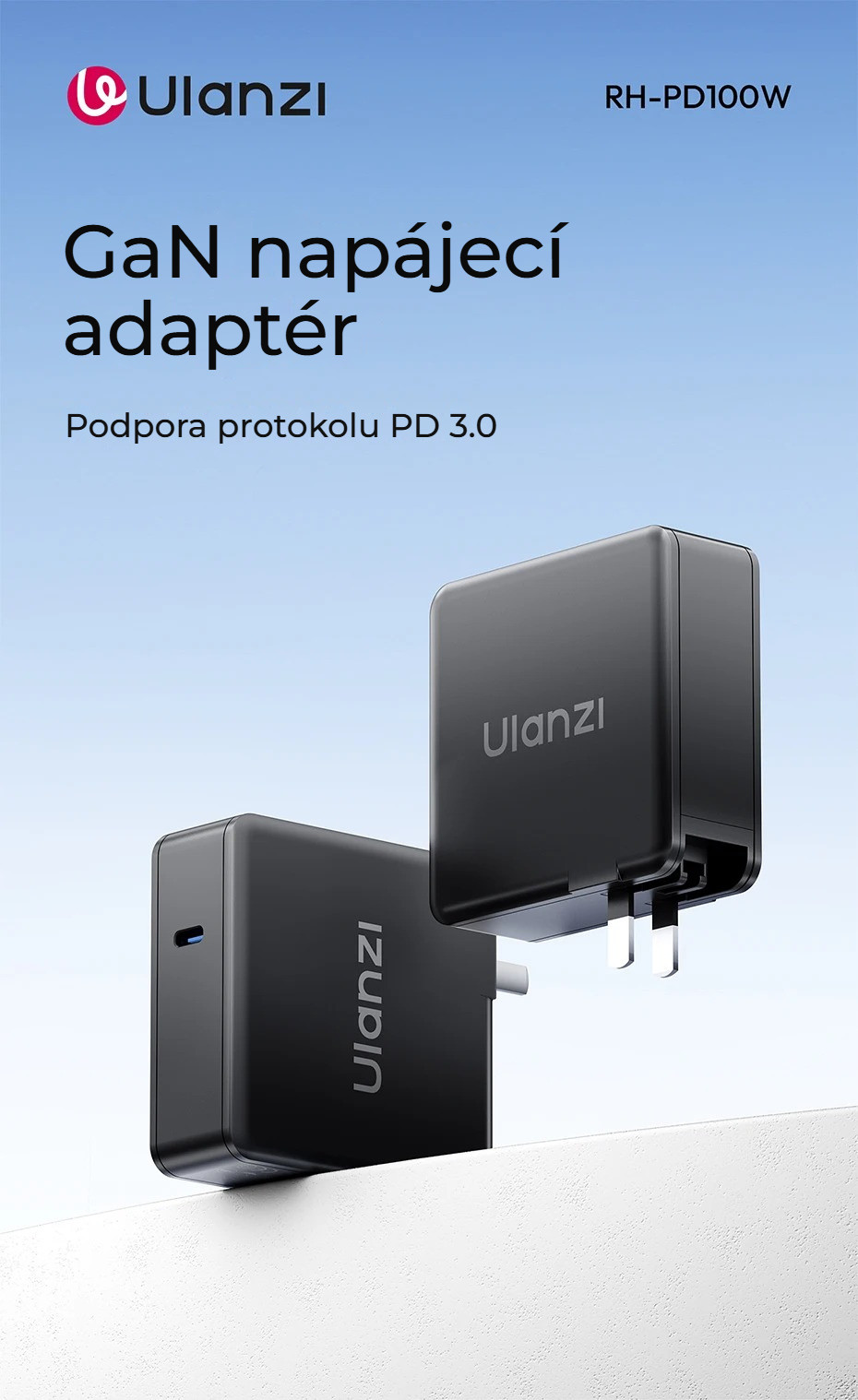Ulanzi RH-PD100W 100W GaN USB-C napájecí adaptér – PD 3.0 a výkon až 100 W