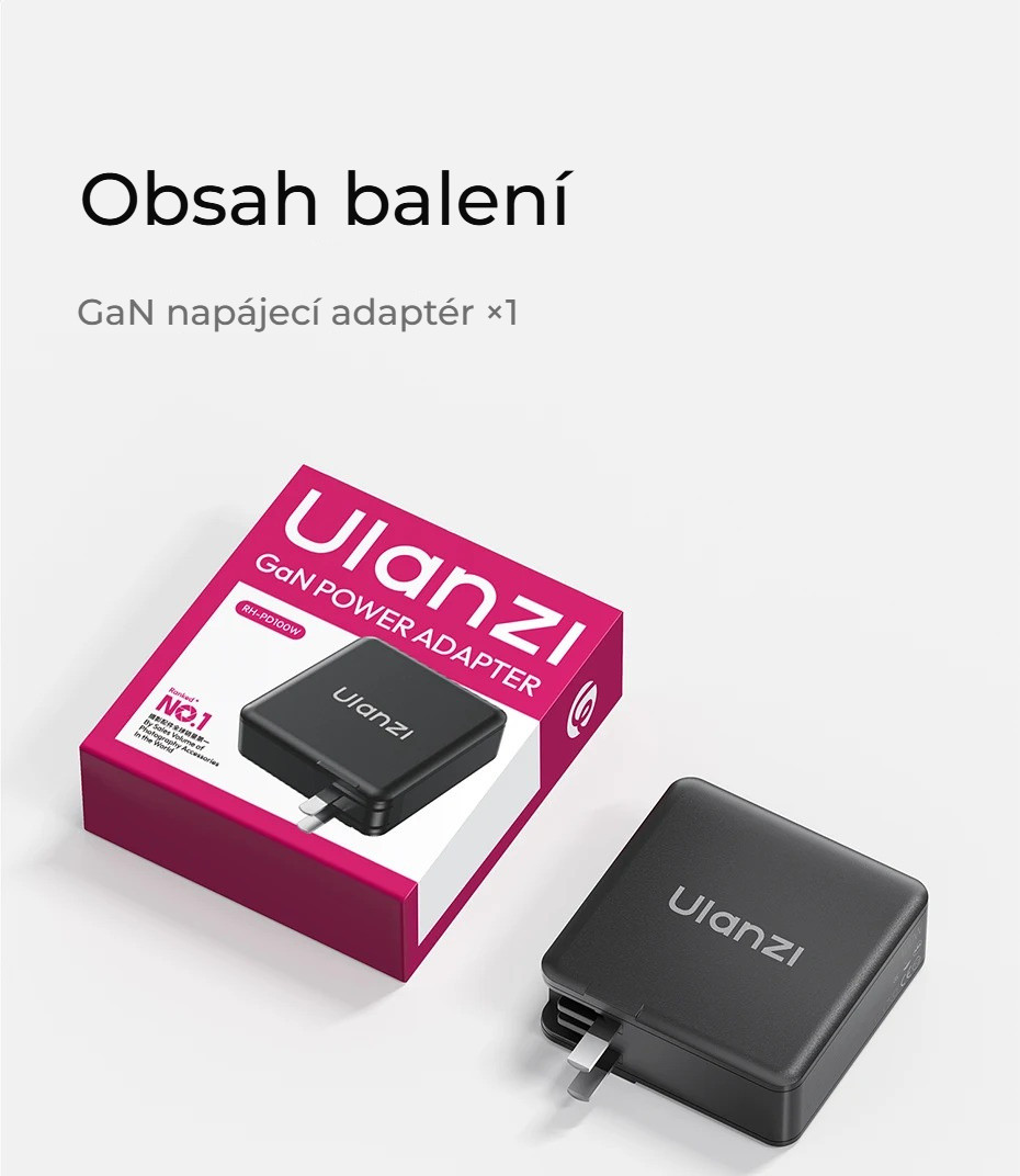 Ulanzi RH-PD100W 100W GaN USB-C napájecí adaptér – Obsah balení