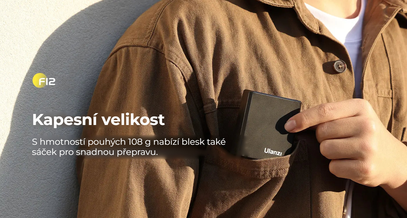 Ulanzi F12 V2 mini blesk – Váží jen 108 g