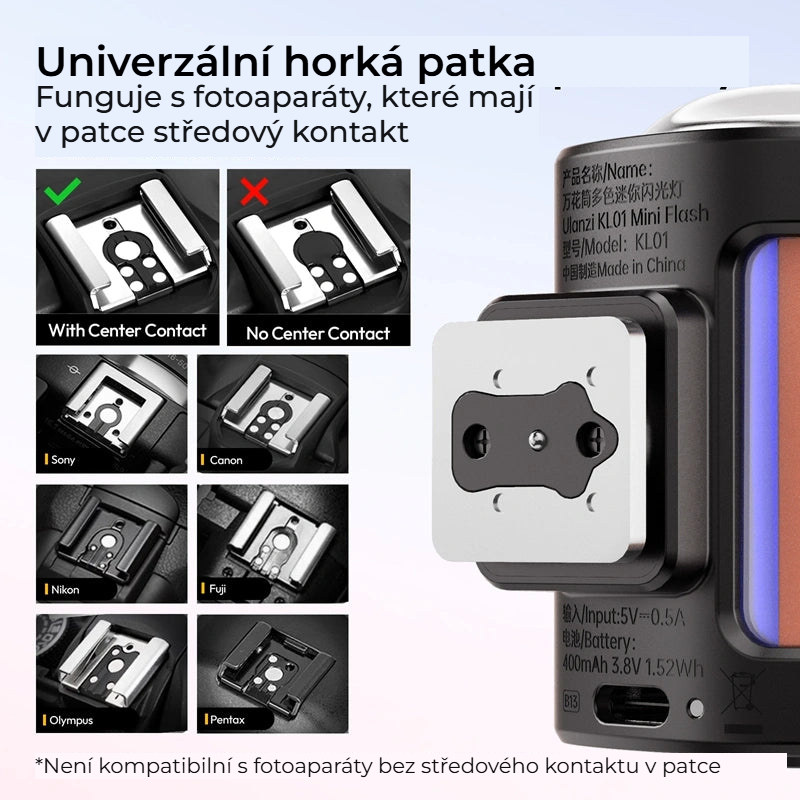 Ulanzi KL01 miniaturní blesk s vestavěnými barevnými filtry