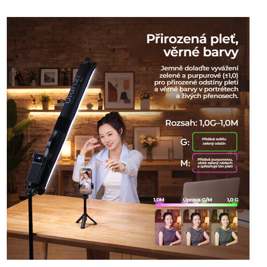 Ulanzi AL40 Inflatable RGB LED Tube Light – Přirozené odstíny pleti
