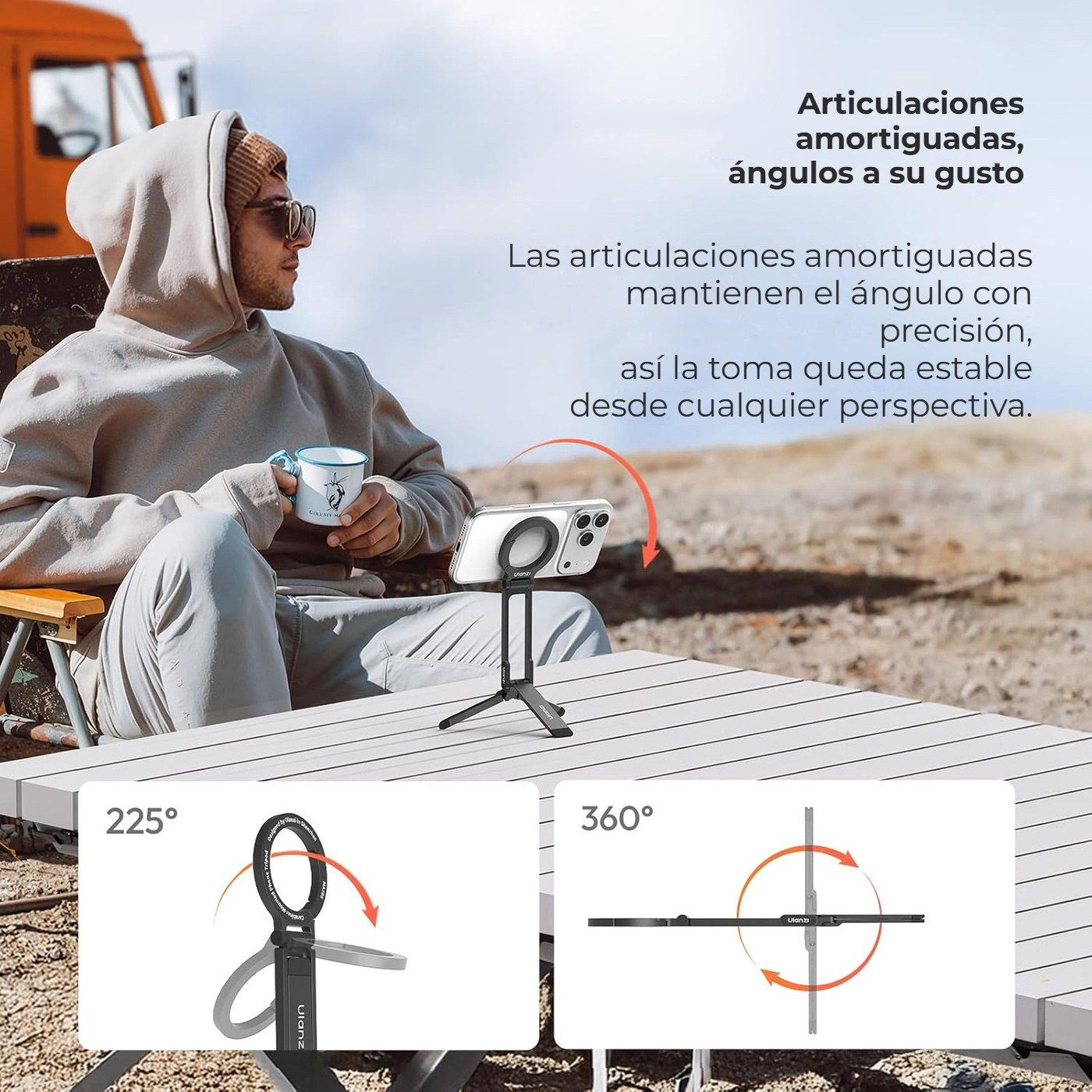 Ulanzi MA30S trípode magnético para móvil con mosquetón, 8 mm, negro