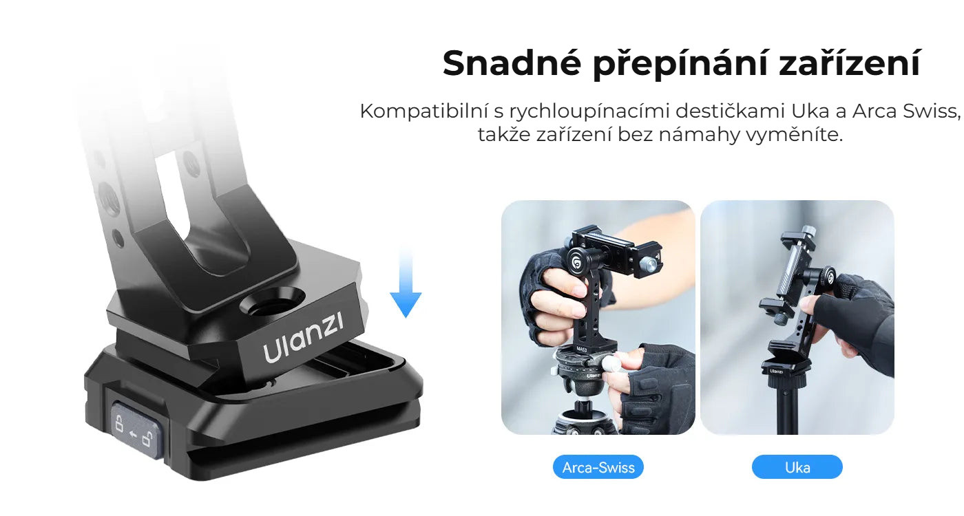 Ulanzi MA53 držák telefonu s kulovou hlavou – Snadné přepínání mezi zařízeními