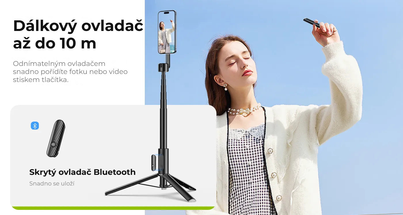Ulanzi MG-002 Max V3 magnetická selfie tyč – Dálkový ovladač do 10 m