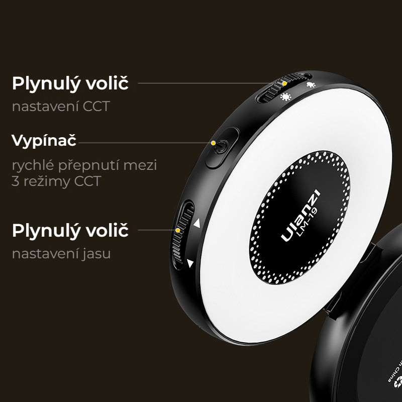 Ulanzi LM19 MagSafe světlo černé – Ovládání dvěma kolečky a vypínačem