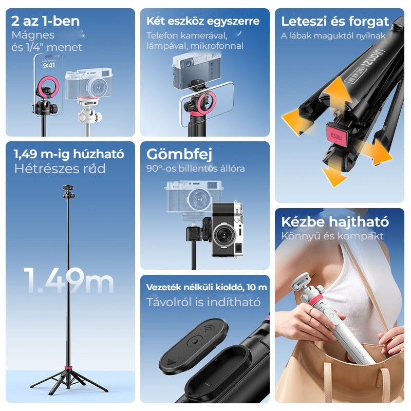 Ulanzi MT-44 M magnetická selfie tyč a stativ 149 cm, bílá