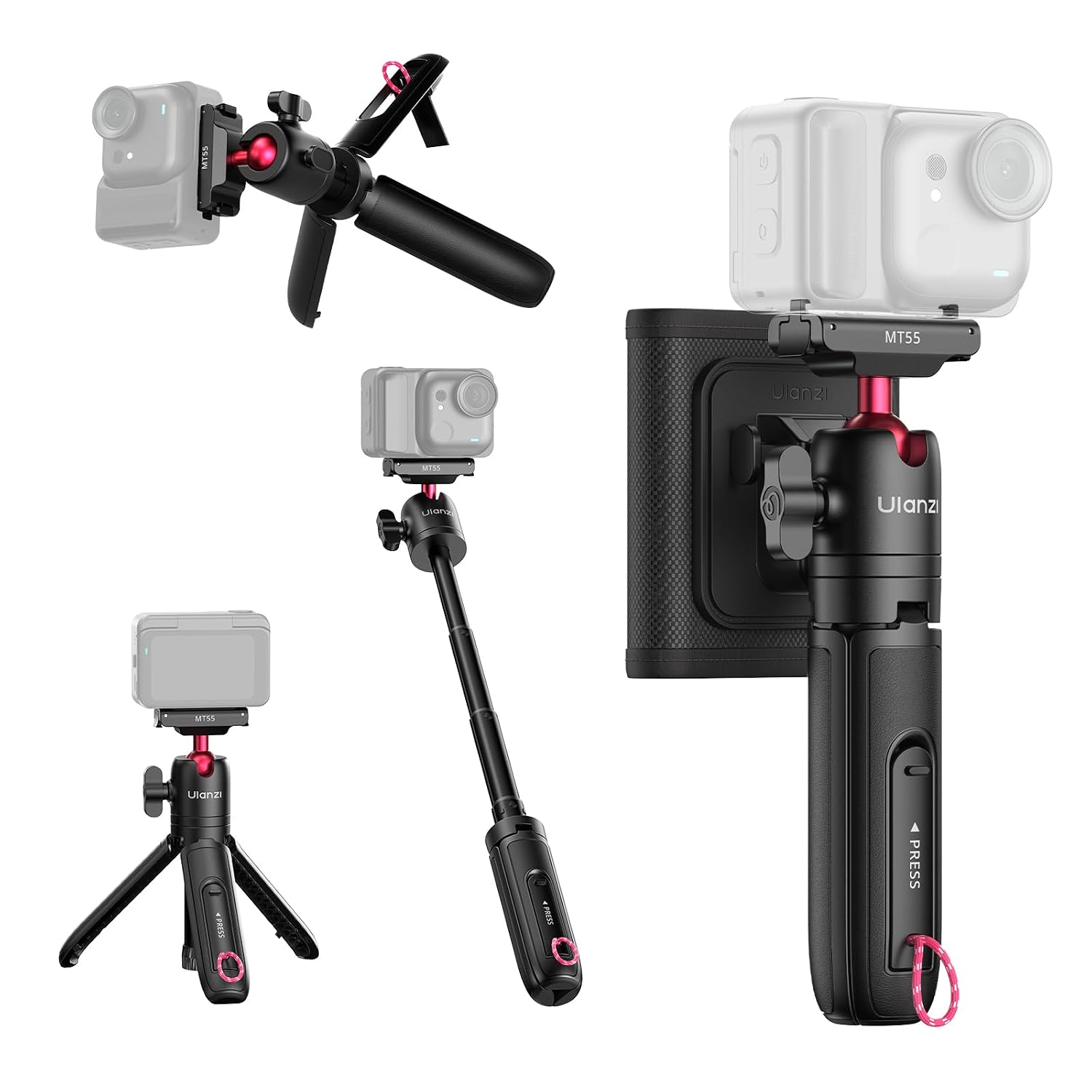 Ulanzi MT55 SnapGo Mini Tripod and Selfie Stick for Insta360 GO Ultra, Black