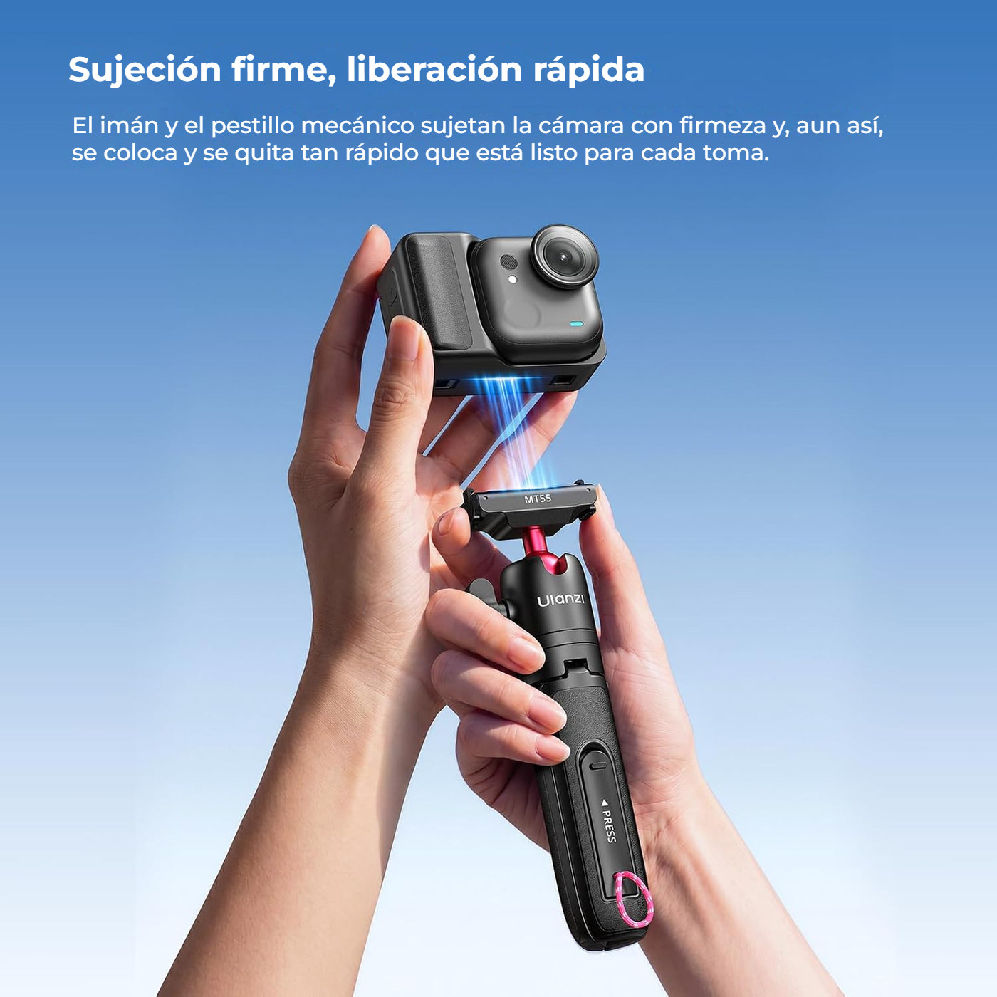 Ulanzi MT55 SnapGo mini trípode y palo selfie para DJI Osmo Action 6 y Nano, negro