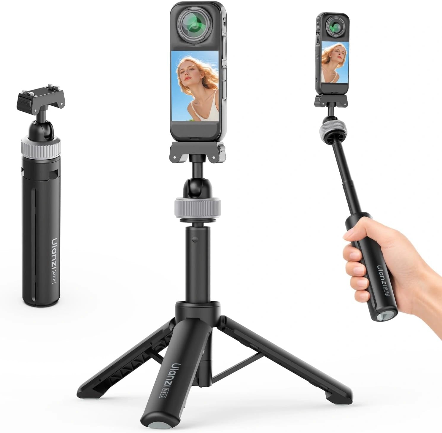 Ulanzi MT95 Telescopic Mini Tripod and Selfie Stick for Insta360 X5, Black