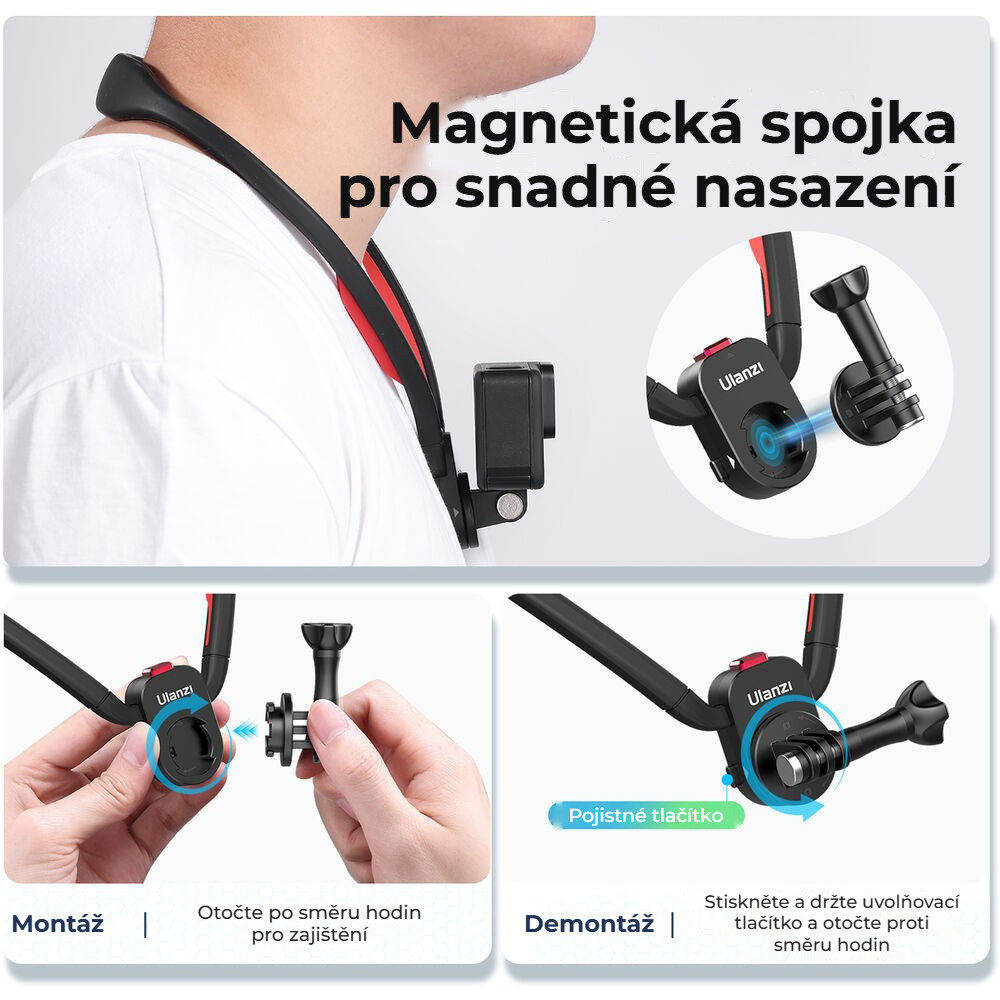 Ulanzi Go-Quick II krční držák pro akční kameru – Magnetické rychloupínání Go-Quick II