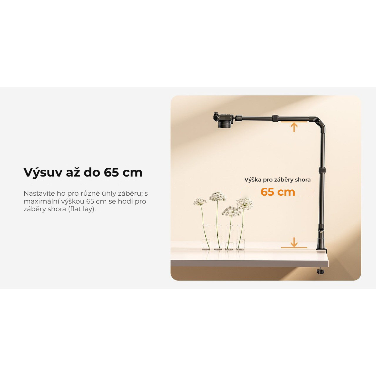 Ulanzi ZJ02 C-clip – Výška pro záběry shora až 65 cm