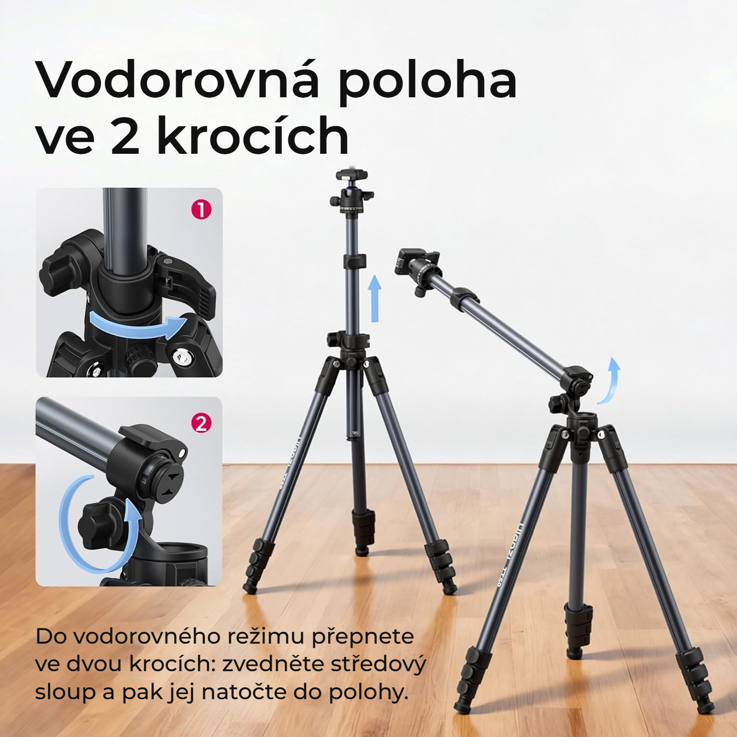 Ulanzi TT59 stativ s vodorovným sloupem – Vodorovná poloha ve dvou krocích