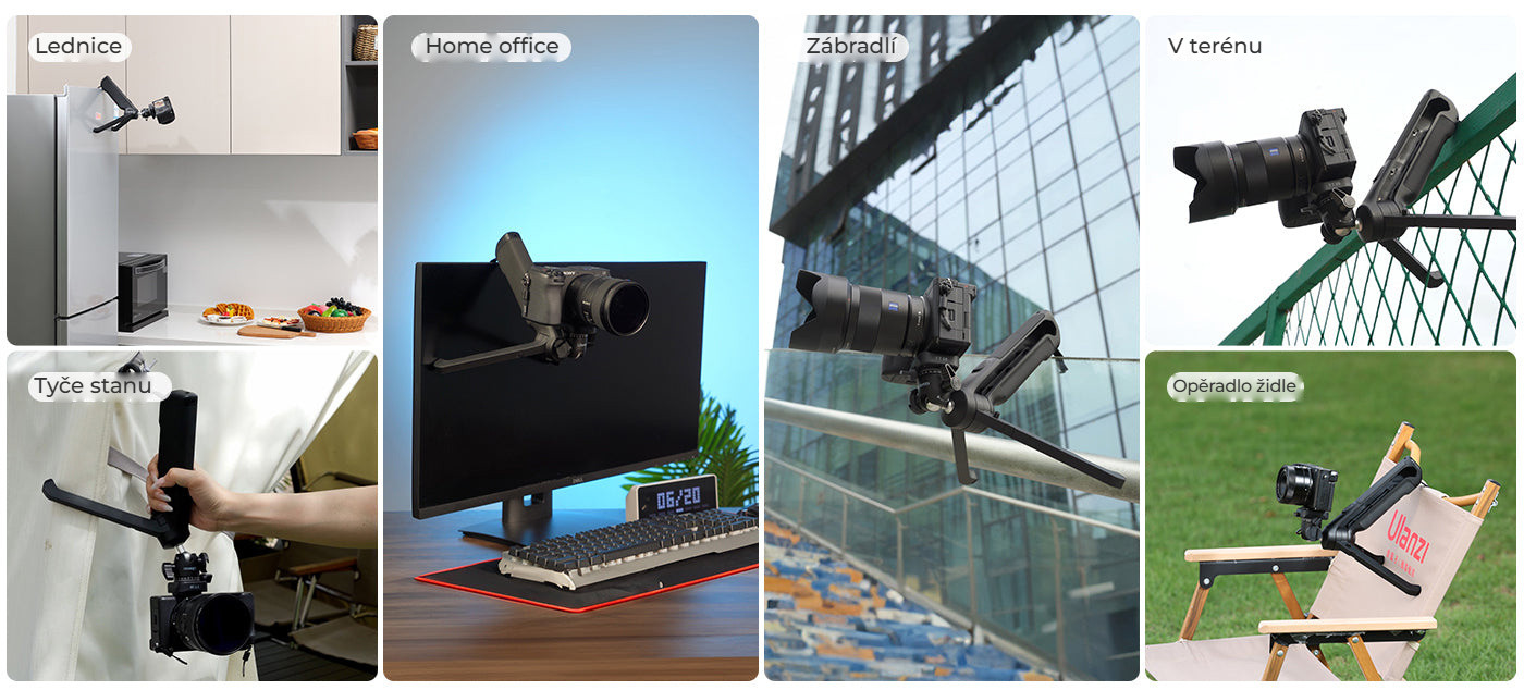 Ulanzi TT38 ClickOpen Tabletop Tripod – Zavěšení na ledničku, monitor i zábradlí