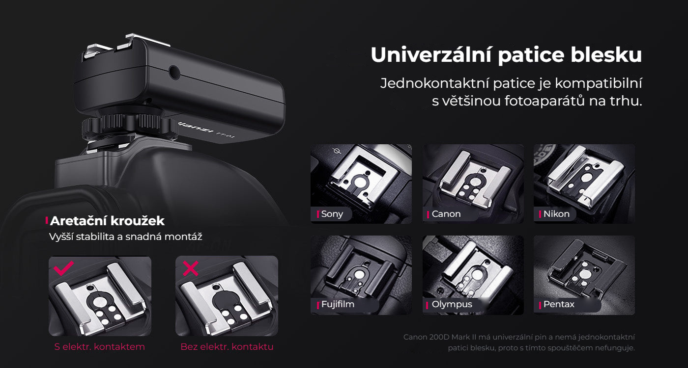 Ulanzi TT-01 Wireless flash trigger – Univerzální patice pro většinu značek