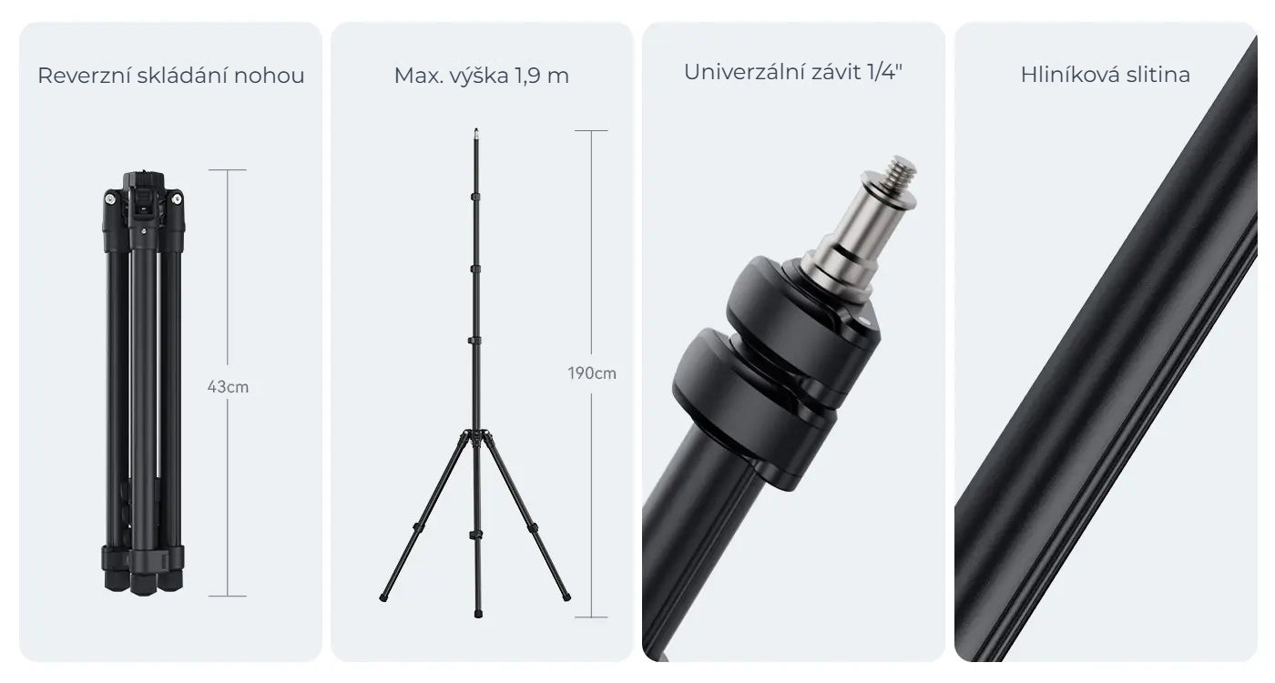 Ulanzi TT43 Reverse Folding Light Stand – Přehled hlavních vlastností