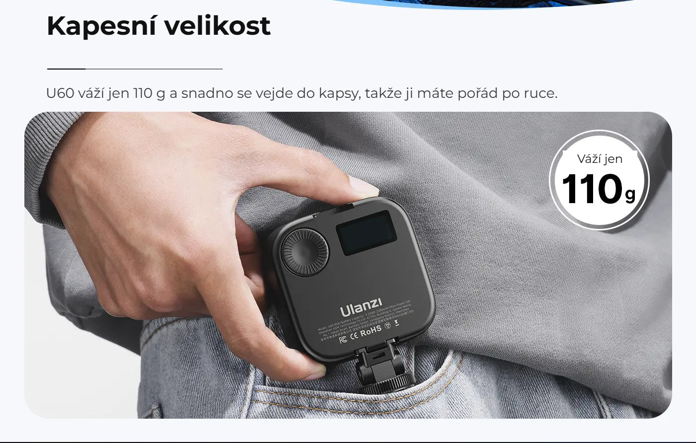 Ulanzi U60 RGB Pocket Light – Váží jen 110 g