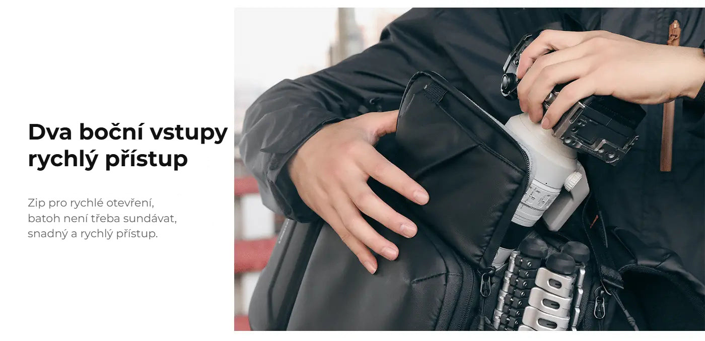 Ulanzi BP10 Hardshell Camera Backpack – Dva boční vstupy pro rychlý přístup