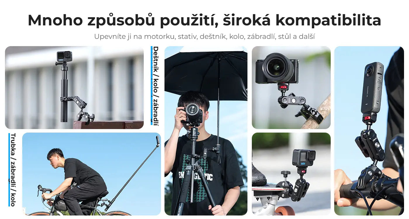Ulanzi CO17 Super Clamp s dvojitou kulovou hlavou – Mnoho způsobů použití