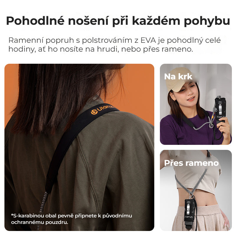 Ulanzi CO70 ochranný obal pro DJI Osmo Pocket 3 (černý) – Pohodlné nošení na krku i přes rameno