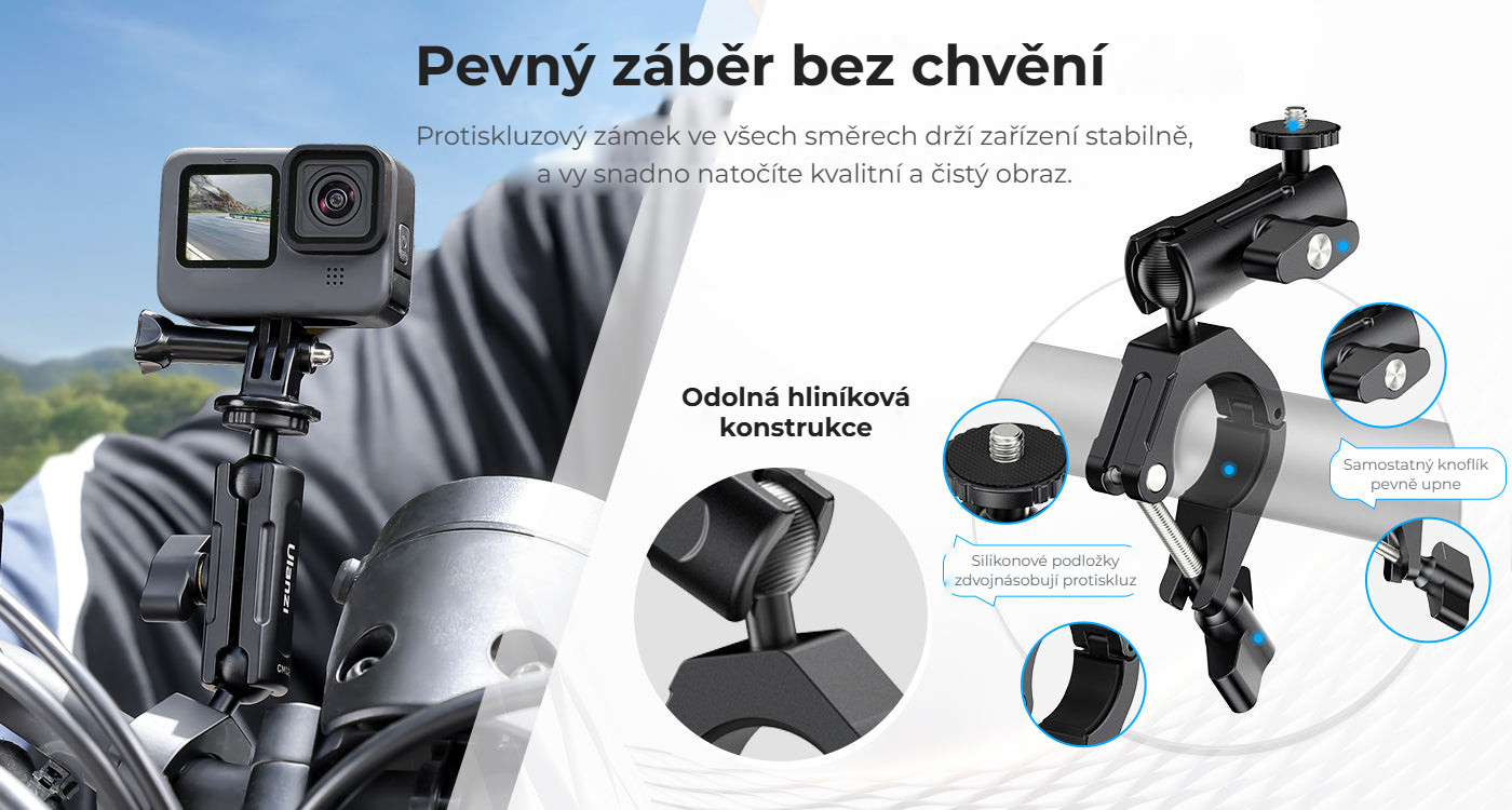 Ulanzi CM025 držák na řídítka pro akční kamery – Pevný záběr bez chvění