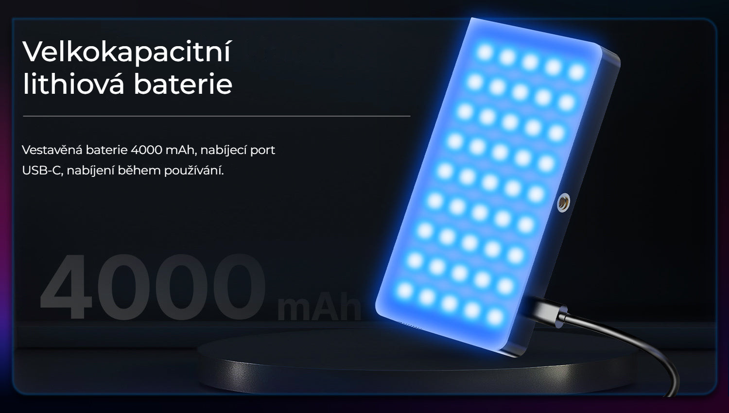 Ulanzi LT002 kapesní světlo RGB – Velkokapacitní baterie 4000 mAh