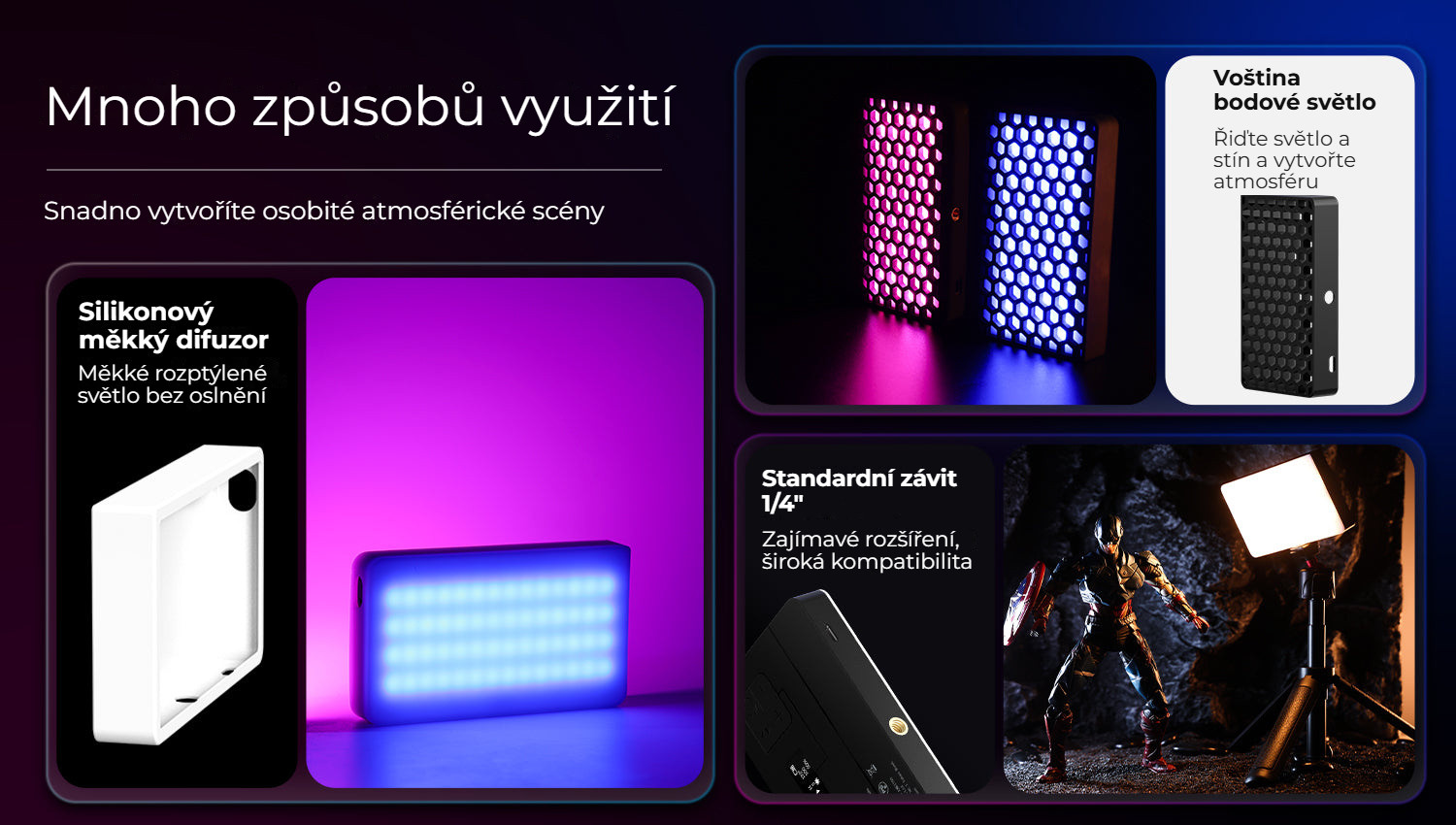 Ulanzi LT002 kapesní světlo RGB – Mnoho způsobů využití