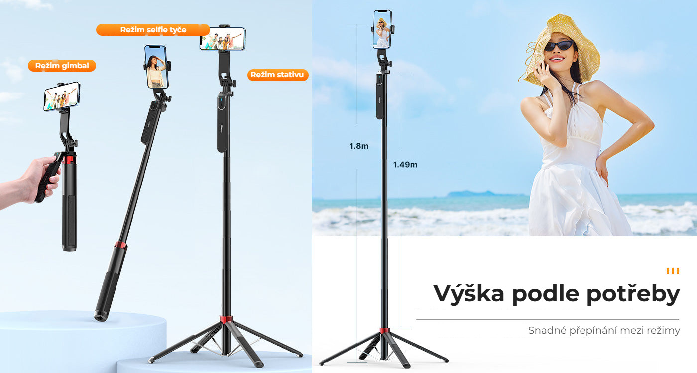 Ulanzi MA09 selfie tyč – Výška podle potřeby