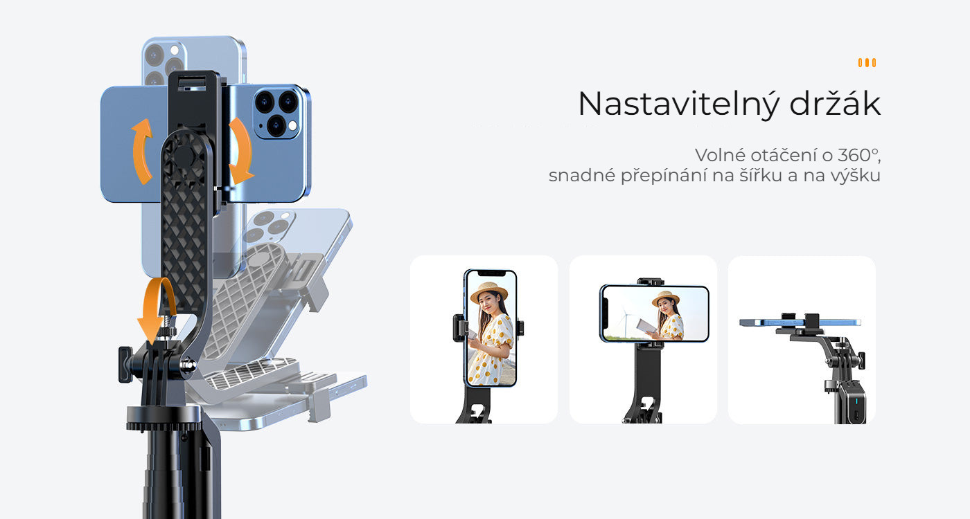 Ulanzi MA09 selfie tyč – Držák telefonu s otáčením