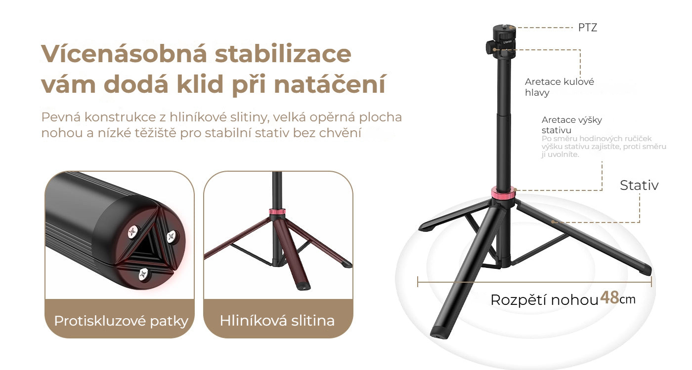 Ulanzi MT-79 hliníkový stativ pro světla – Stabilní postavení