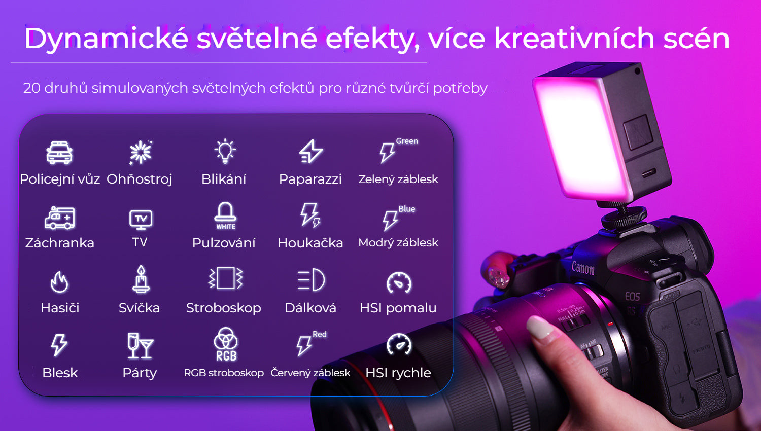 Ulanzi VL49 Pro RGB – 20 světelných efektů