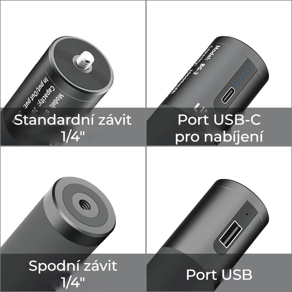 Ulanzi BG-3 power grip – Dva závity a dva porty
